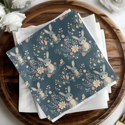 Cute Bunny Floral Pattern, Digital Paper, Seamless Pattern, Easter Pattern, Fabric Design, Spring Pattern, Scrapbook Paper, Digital Product - Moore and Mountain