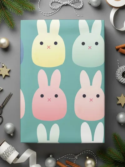 Cute Bunny Seamless Pattern Digital Paper, Pastel Rabbit Repeat Pattern File Download, Kawaii Bunny Fabric Design, Kid Room Digital Design - Moore and Mountain
