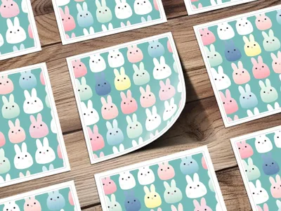 Cute Bunny Seamless Pattern Digital Paper, Pastel Rabbit Repeat Pattern File Download, Kawaii Bunny Fabric Design, Kid Room Digital Design - Moore and Mountain