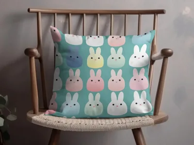 Cute Bunny Seamless Pattern Digital Paper, Pastel Rabbit Repeat Pattern File Download, Kawaii Bunny Fabric Design, Kid Room Digital Design - Moore and Mountain
