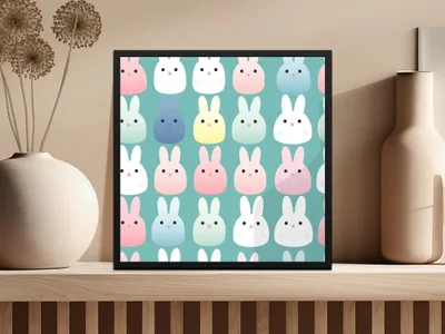 Cute Bunny Seamless Pattern Digital Paper, Pastel Rabbit Repeat Pattern File Download, Kawaii Bunny Fabric Design, Kid Room Digital Design - Moore and Mountain