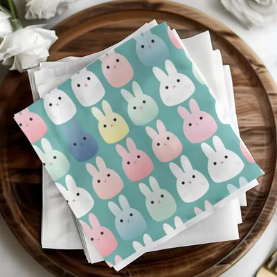 Cute Bunny Seamless Pattern Digital Paper, Pastel Rabbit Repeat Pattern File Download, Kawaii Bunny Fabric Design, Kid Room Digital Design - Moore and Mountain