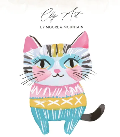 Cute Cat Art Print Digital Download, Whimsical Cozy Kitty Illustration for Nursery Wall Decor, Playful Pet Lover Gift SVG