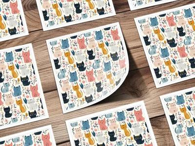 Cute Cat Pattern, Seamless Pattern Digital, Floral Cat Print, Cat Lover Gift, Colorful Cat Design, Kitten Pattern Repeat, Digital Download - Moore and Mountain