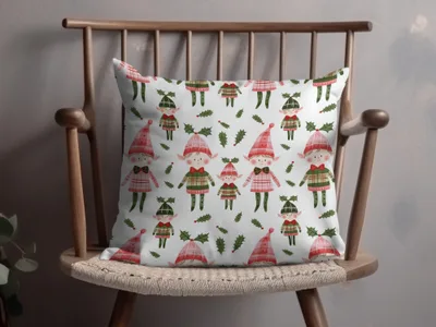 Cute Christmas Elves On White Pattern Digital Product - Moore and Mountain