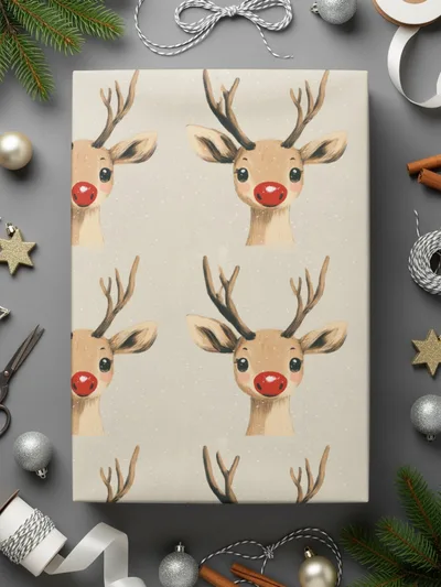 Cute Christmas Reindeer Seamless Pattern for Holiday Rudolph Seamless Background - Moore and Mountain