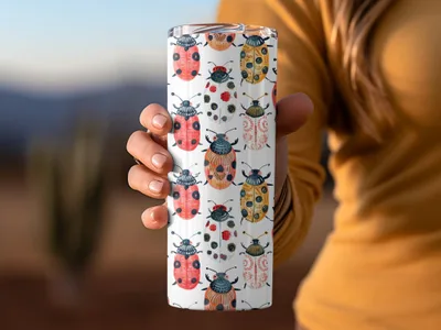Cute Colorful Beetle and Ladybug Pattern Digital Download |Seamless Bugs Pattern JPEG - Moore and Mountain