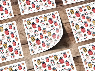 Cute Colorful Beetle and Ladybug Pattern Digital Download |Seamless Bugs Pattern JPEG - Moore and Mountain