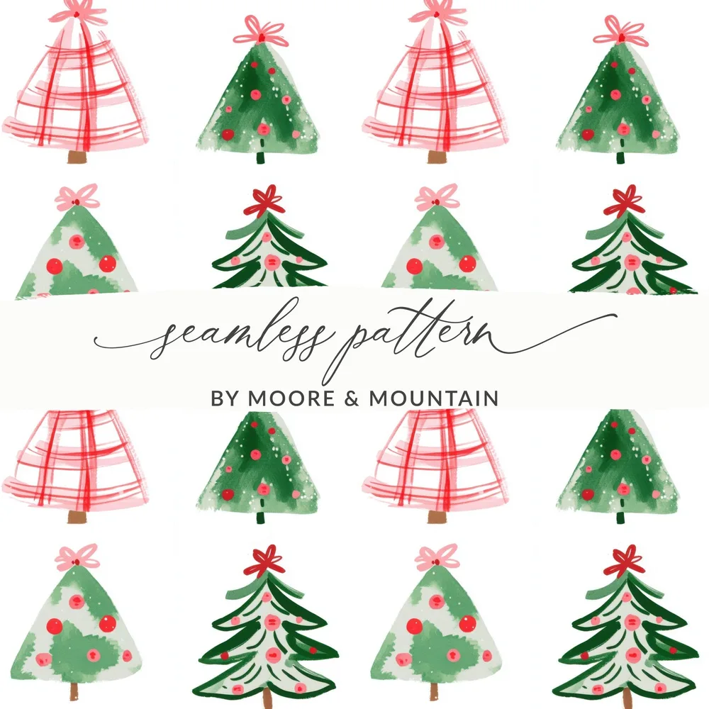 Cute Colorful Christmas Tree Pattern Holiday Season Image Digital - Moore and Mountain