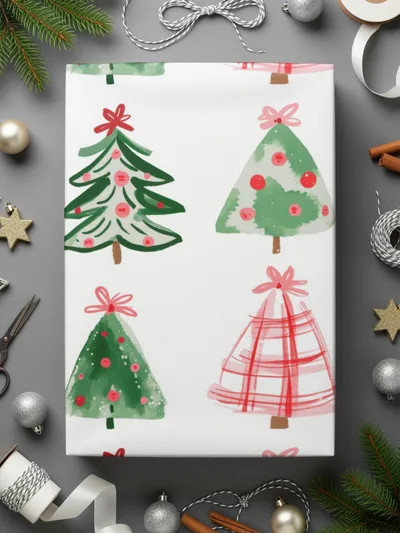 Cute Colorful Christmas Tree Pattern Holiday Season Image Digital - Moore and Mountain