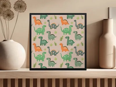 Cute Dinosaur Digital Pattern, Seamless Dino Background, Scrapbook Paper, Fabric Design, Kids Room Decor, Nursery Art, Digital Download - Moore and Mountain