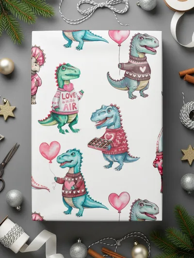 Cute Dinosaur Valentine's Day Digital Seamless Pattern, Kawaii Dino Hearts Fabric, Digital Paper Download, Valentines Day Digital, Two - Moore and Mountain