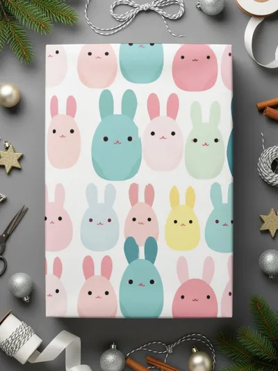 Cute Easter Bunny Seamless Pattern Digital Paper, Pastel Rabbit Repeat Design, Kawaii Spring Animal Printable, 12x12 Inch JPEGs Digital - Moore and Mountain