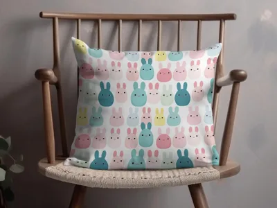 Cute Easter Bunny Seamless Pattern Digital Paper, Pastel Rabbit Repeat Design, Kawaii Spring Animal Printable, 12x12 Inch JPEGs Digital - Moore and Mountain