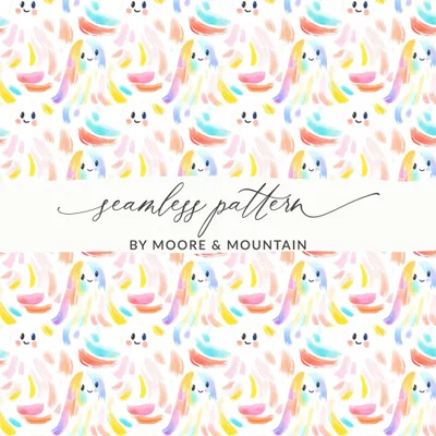 Cute Ghost Seamless Pattern, Pastel Halloween Digital Paper, Kawaii Ghost Fabric, Spooky Season Background, Digital Download for Sublimation