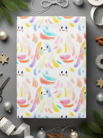Cute Ghost Seamless Pattern, Pastel Halloween Digital Paper, Kawaii Ghost Fabric, Spooky Season Background, Digital Download for Sublimation - Moore and Mountain