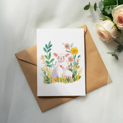 Cute Lambs and Flowers Watercolor Clipart, Preppy Nursery Digital Art, Commercial Use PNG SVG, Baby Animal Download SVG