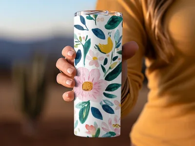 Cute Light Pink Daisy Floral Field Pattern JPEG Seamless Spring Watercolor Flower Background - Moore and Mountain