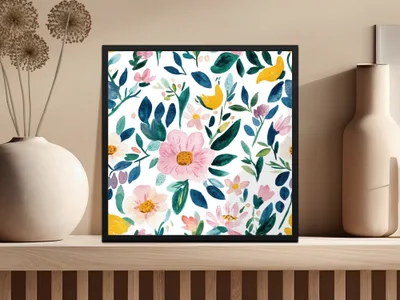 Cute Light Pink Daisy Floral Field Pattern JPEG Seamless Spring Watercolor Flower Background - Moore and Mountain