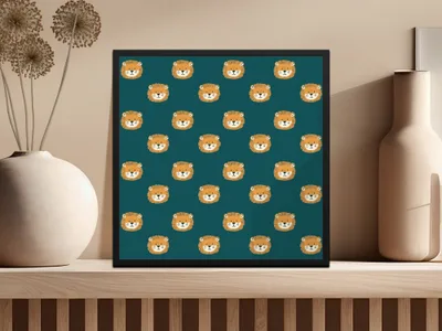 Cute Lion Face Pattern Digital Paper, Nursery Print Pattern, Baby Animal Print Digital Seamless File, Lion Clipart Pattern, Kids Pattern - Moore and Mountain