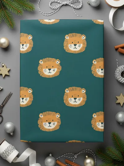 Cute Lion Face Pattern Digital Paper, Nursery Print Pattern, Baby Animal Print Digital Seamless File, Lion Clipart Pattern, Kids Pattern - Moore and Mountain