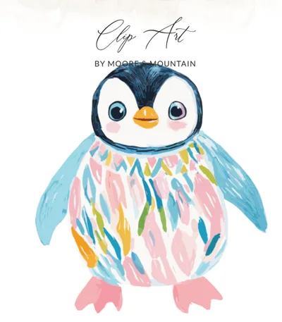 Cute Preppy Penguin SVG Digital Download | Whimsical Watercolor Animal Art for Nursery Decor, Baby Shower, Kids Crafts & Shirt Design