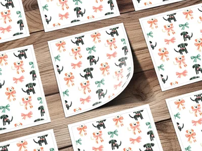 Cute Puppies with Bows and Ribbons Pattern Holiday Digital - Moore and Mountain