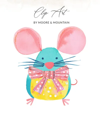 Cute Watercolor Mouse Clipart PNG SVG, Digital Download, Adorable Animal Art, Nursery Decor, Scrapbook Graphic, Planner Sticker, Kawaii