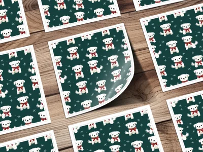 Cute White Dogs with Bows Patterned Festive Background Digital - Moore and Mountain