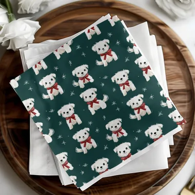 Cute White Dogs with Bows Patterned Festive Background Digital - Moore and Mountain