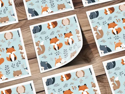 Cute Woodland Animals Digital Paper, Seamless Pattern Designs, Fox Squirrel Bear, Nursery Decor, 12x12 JPEG Files for Fabric Print - Moore and Mountain