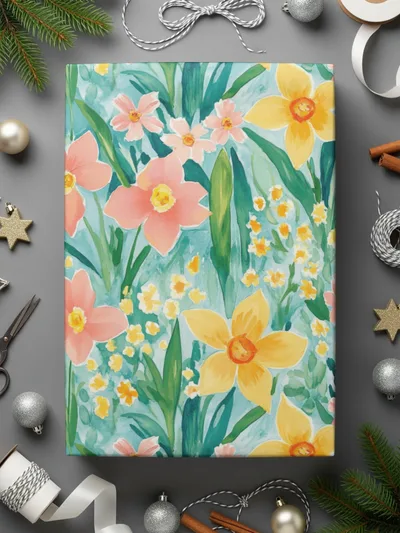 Daffodil Digital Pattern, Watercolor Floral, Seamless Pattern File, Spring Flowers, Digital Paper, Fabric Design, Pastel Colors - Moore and Mountain