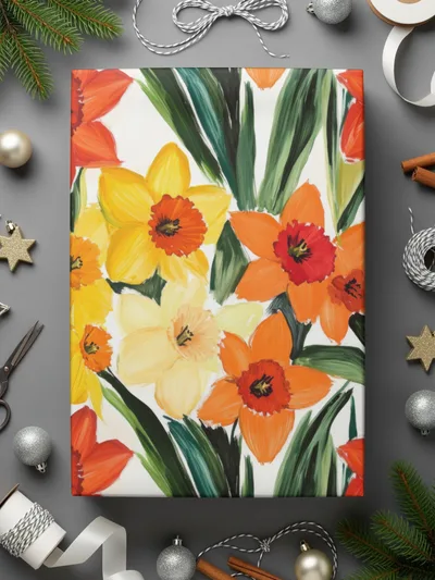 Daffodil Seamless Pattern Digital Paper, Floral Repeat Pattern, Spring Flower Pattern, Watercolor Texture, JPEG Files for Fabric Design - Moore and Mountain