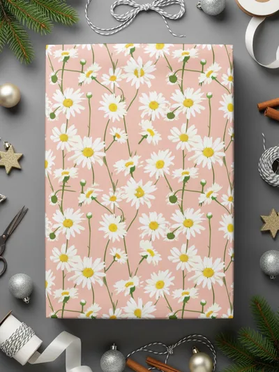 Daisy Digital Paper, Floral Seamless Pattern, Pink Background, Fabric Design, Scrapbooking Paper, Digital Download, 2 JPEG files - Moore and Mountain