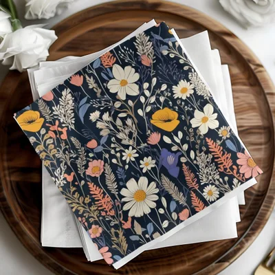 Dark Black Colorful Floral Pattern Spring Summer Boho Watercolor Digital - Moore and Mountain