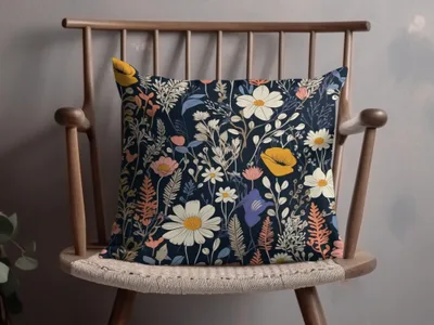 Dark Black Colorful Floral Pattern Spring Summer Boho Watercolor Digital - Moore and Mountain
