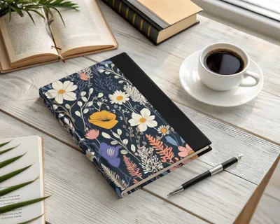Dark Black Colorful Floral Pattern Spring Summer Boho Watercolor Digital - Moore and Mountain