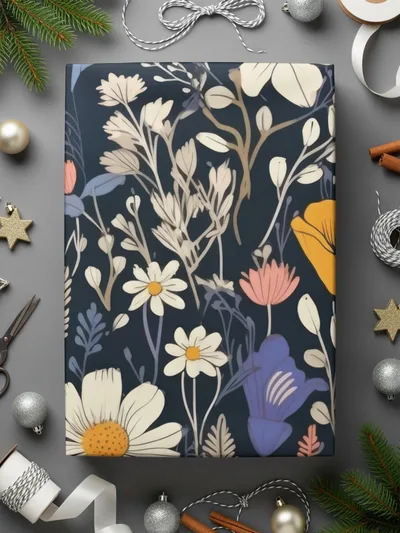 Dark Black Colorful Floral Pattern Spring Summer Boho Watercolor Digital - Moore and Mountain