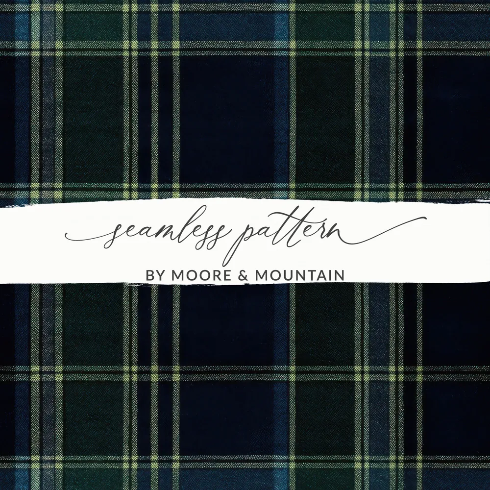 Dark Blue And Green Seamless Tartan Pattern Digital - Moore and Mountain