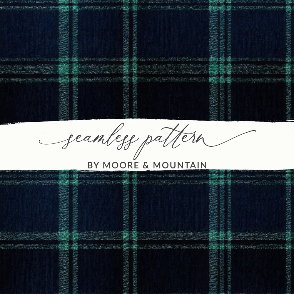 Dark Blue and Teal Plaid Stylish Scottish Tartan Background - Moore and Mountain