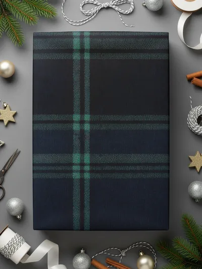Dark Blue and Teal Plaid Stylish Scottish Tartan Background - Moore and Mountain