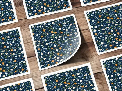 Navy Floral Pattern Decorative Sticker Sheet Set