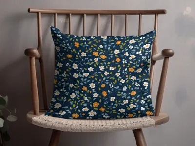 Floral Pattern Throw Pillow with Dark Background