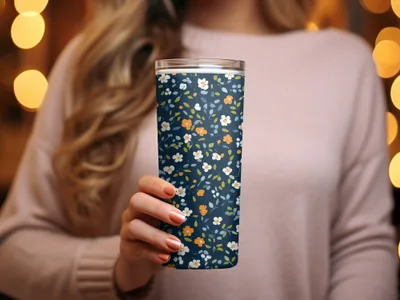 Floral Patterned Insulated Tumbler for Beverages