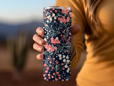 Floral Patterned Tumbler for Stylish Beverage Enjoyment