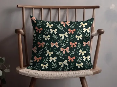 Dark Coquette Winter Bows On Green Background Digital - Moore and Mountain