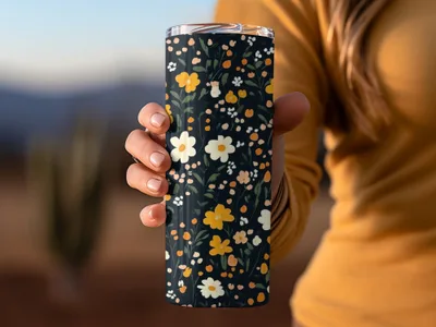 Floral Pattern Insulated Tumbler Cup for Hot and Cold Drinks