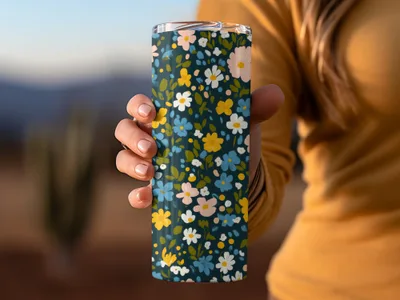 Vibrant Floral Pattern Insulated Tumbler Cup for Everyday Use