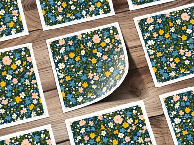 Beautiful Floral Print on Dark Background sticker