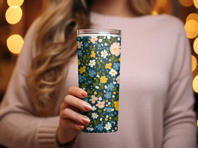 Colorful Floral Pattern Insulated Tumbler Cup